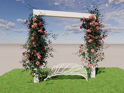 现代简约艺术装置 绿植墙 打卡 花瓣座椅 花墙花架 现代花艺