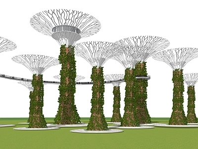 现代塔楼 景观挑台 观景台 异形塔楼 植物元素 树造型
