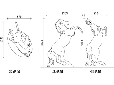 现代广场 铜质马 铜马艺术 铜雕马像 铜雕艺术品 定制铜马 施工图