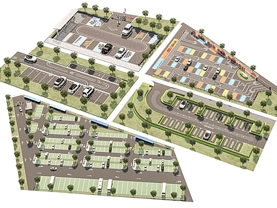 现代户外停车场 户外停车场 新能源充电桩 景区停车位 无障碍泊车位