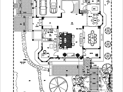 现代新中式庭院 别墅景观 园景观 别墅 园 私家 施工图