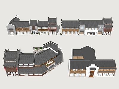 新中式其他商业建筑 步行街 商业建筑组合