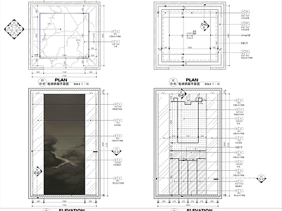 现代墙面节点 电梯轿厢大样图 施工图
