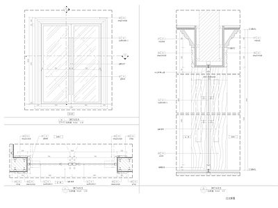 新中式中式门 玻璃双开 施工图