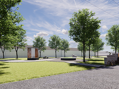 中式广场景观 乡村休闲活动广场