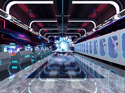现代工业其他娱乐空间 服务台 电玩城 电竞馆 科幻场景