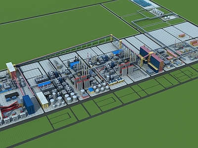 现代鸟瞰规划 化工厂
