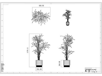 现代新中式树 绿植 盆栽 施工图