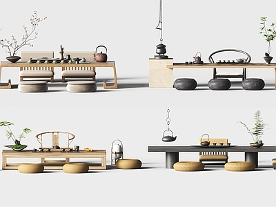 日式茶桌椅 榻榻米茶桌椅 茶具 蒲团 榻榻米坐垫