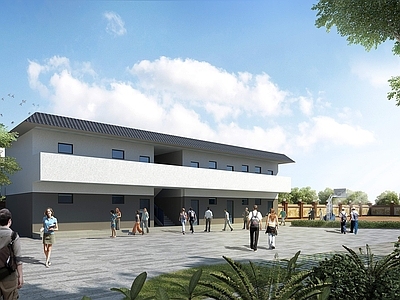新中式学校建筑 教学楼