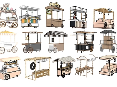 现代其他商业建筑 商业街摊位 活动摊位 快餐车