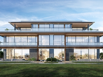 现代新中式多层住宅 联排 别墅 带院子 多层住宅