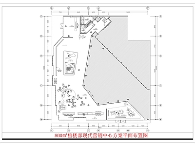 现代商场 售楼部平面布置图 咖啡厅平面布置图 商业空间 营销中心售楼部 施工图