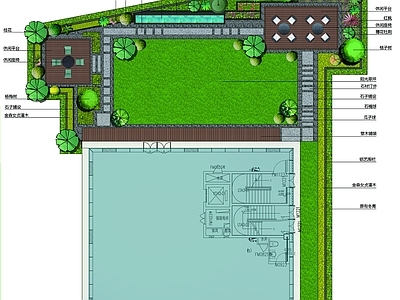现代简约庭院 园 景观设计方案 施工图
