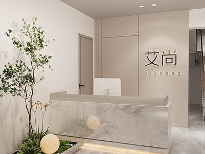 现代简约酒店 前台 门头 大厅 走廊