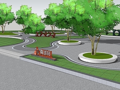 现代乡村公园 现代异形公园 圆形公园
