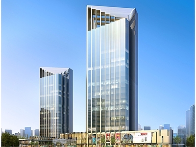 现代商场建筑 商业裙楼 商业高层 酒店 商场 住宅 公寓