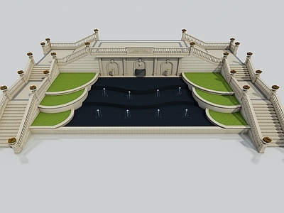 现代艺术风格建筑 现代跌水