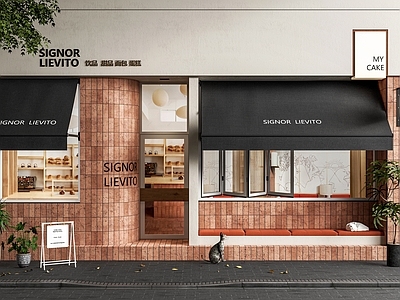 现代门头 面包店 甜品店 咖啡店 折叠 遮阳棚