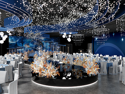 现代宴会厅 现代婚礼宴会厅 浪漫星空婚礼堂