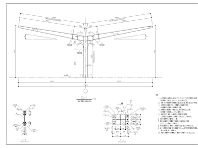 钢结构 双排光伏车棚结构 施工图