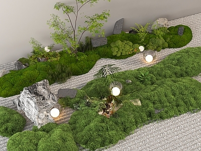 其他绿植 现代苔藓 小品 造景 植物堆 微地形