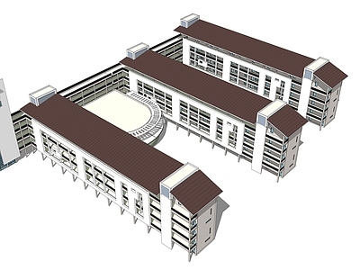 新中式学校建筑 学校教学楼