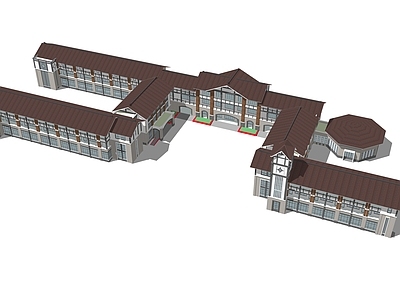 新中式学校建筑 学校教学楼