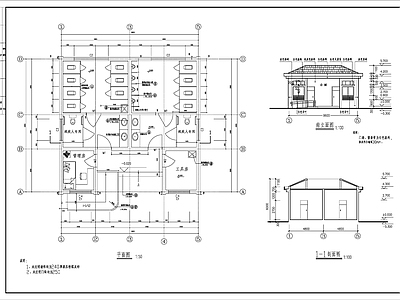 现代门卫室建筑 公共厕所 施工图