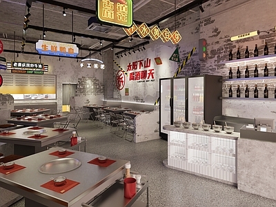 工业其他餐饮空间 餐厅室内 施工图