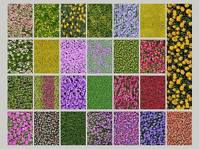 花草组合 2D无缝花丛植被 绿篱地被花卉