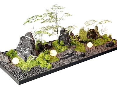 植物堆 小品 室内植物造景 佛甲草 石头 苔藓蕨类植物