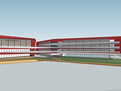 现代简约学校建筑 学校操场 教学楼学校 酷炫