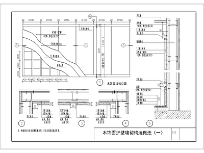 现代背景墙 木装修护壁墙 施工图