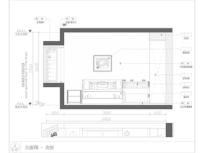 现代简约卧室 大 施工图