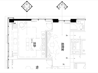 现代卧室 别墅 施工图