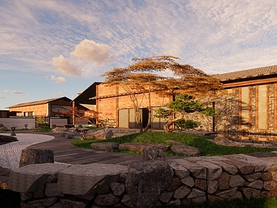 中式乡村民房 民宿 乡村 古风 庭院