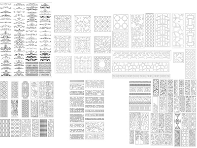 现代屏风隔断 新中式隔断 中式屏风 施工图