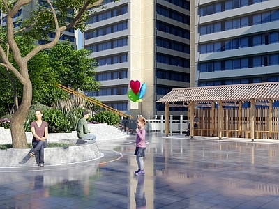 现代原木山 地公园 小公园 公园 广场 地