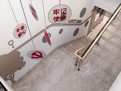 现代楼梯间 楼梯文化墙 社区中心 党建