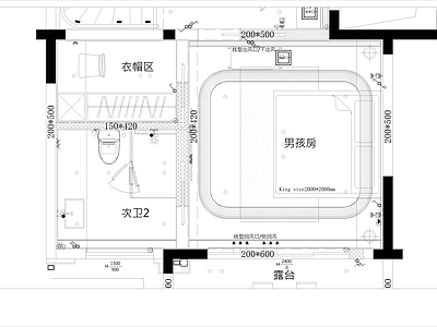 侘寂卧室 别墅 施工图