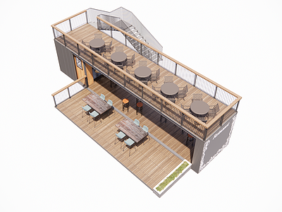 现代咖啡厅 露天 LOFT户外 鸟瞰图