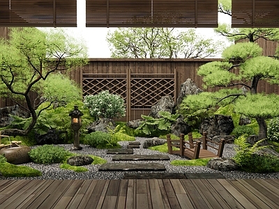 日式禅意庭院 民宿庭院 乡村庭院 汀步 石头假山 植物景观造景