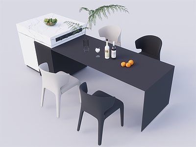 现代吧台 中岛台 吧台 操作台餐桌椅