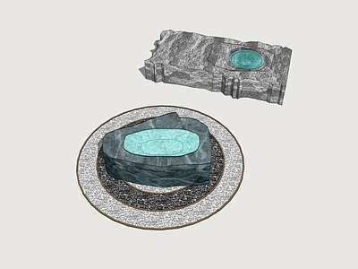 新中式石头 石 条石 水景 庭院置石 小品