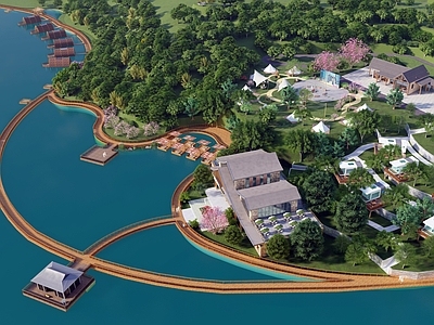 现代原木滨水景观 房车营地 滨水景观 营地 文旅 露营