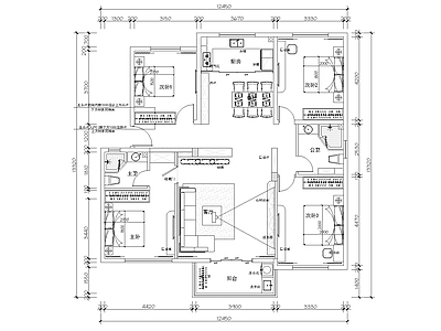 新中式住宅楼建筑 原创设计家装工装 办公空间设计 家装设计 人才公寓 施工图