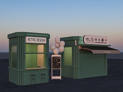 现代工业其他店铺 售卖亭 早餐亭 夜市亭 网红亭子 店铺