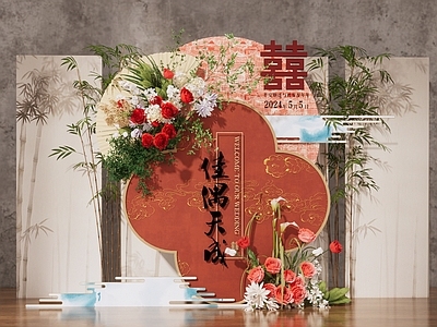 新中式中式宴会厅 中式婚礼迎宾区 新中式婚礼 中式 婚礼