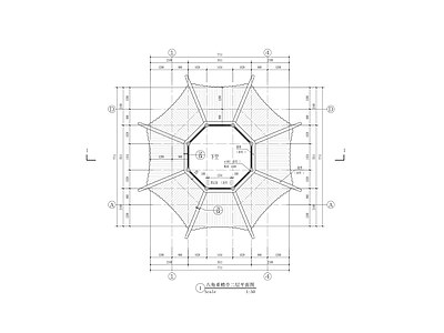 中式亭子 八角亭 施工图